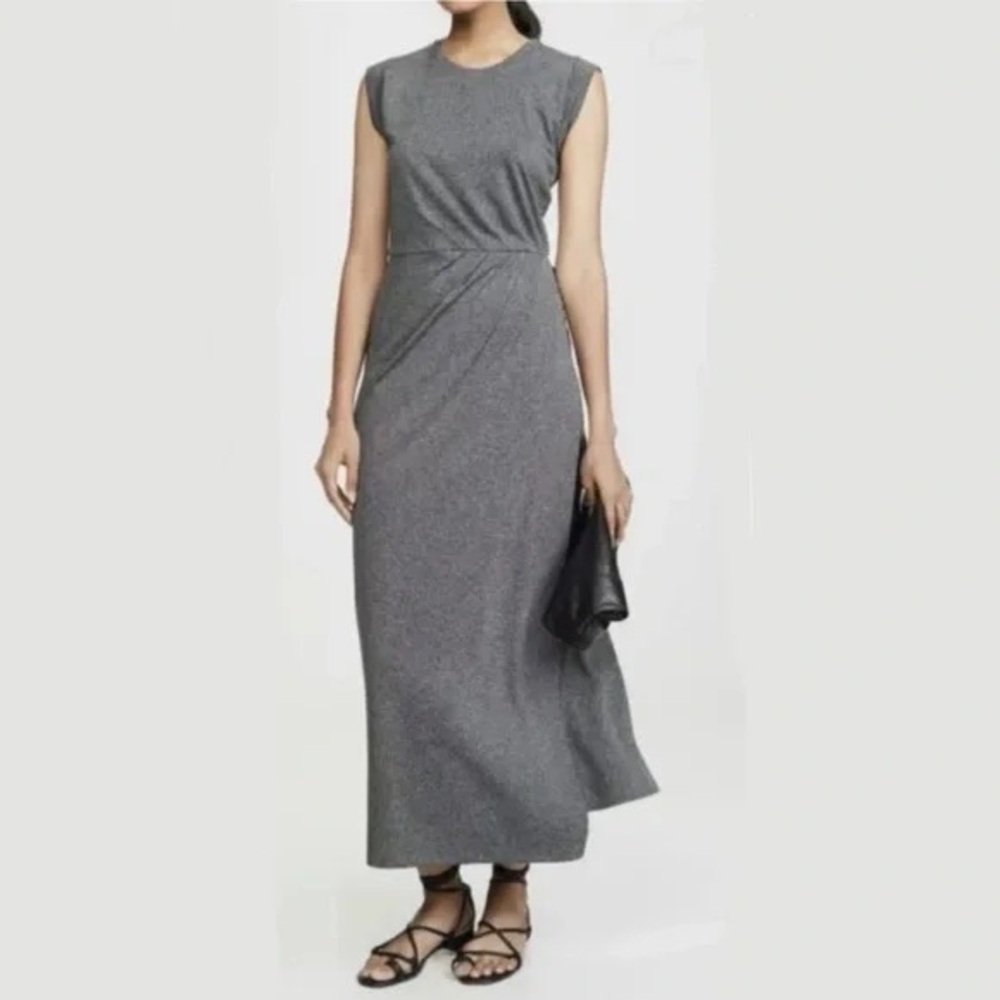 Club Monaco Jersey Grey Maxi Dress with Slit Sz Sm